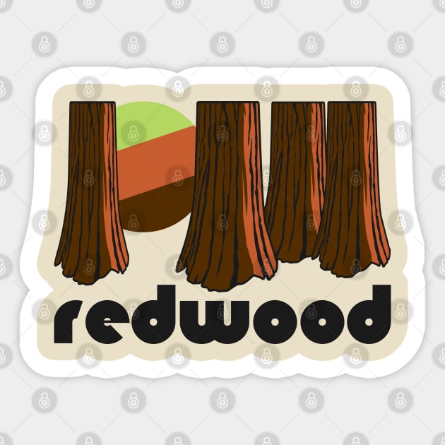 Retro Redwood ))(( Tourist Souvenir National Park Design Sticker by darklordpug